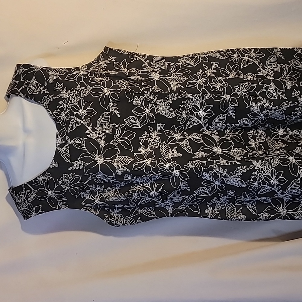 Faded Glory Black & White Womens Floral Sheath Summer Dress - Sz 18.